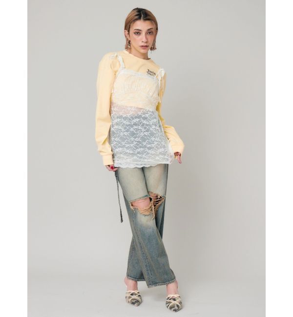 EVRIS「クロップドグラフィックロンT」|Tシャツ・カットソー|