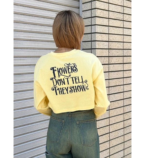 EVRIS「クロップドグラフィックロンT」|Tシャツ・カットソー|イエロー