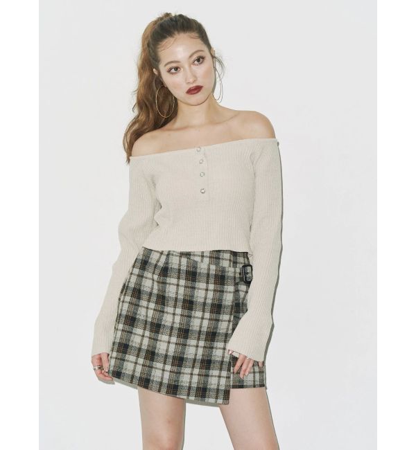 EVRIS「ラップチェックミニスカート【セットアップ着用可能】」|スカート|