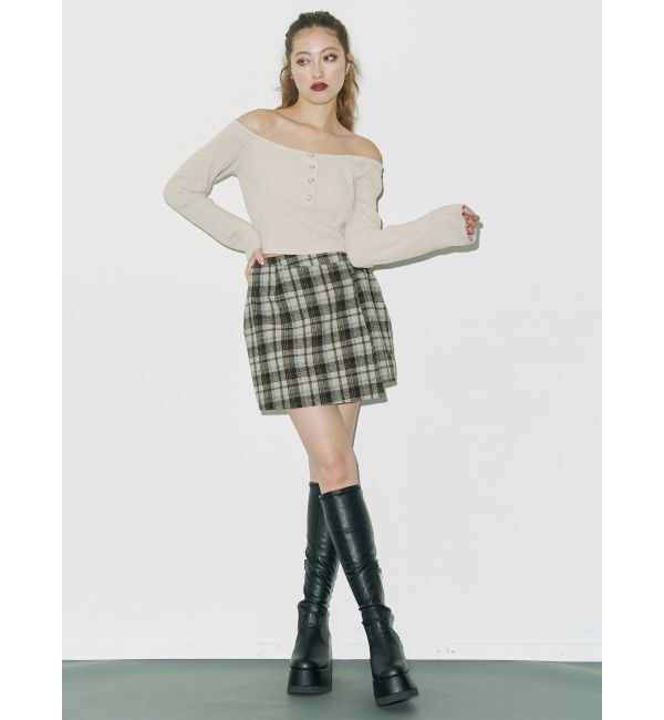 EVRIS「ラップチェックミニスカート【セットアップ着用可能】」|スカート|