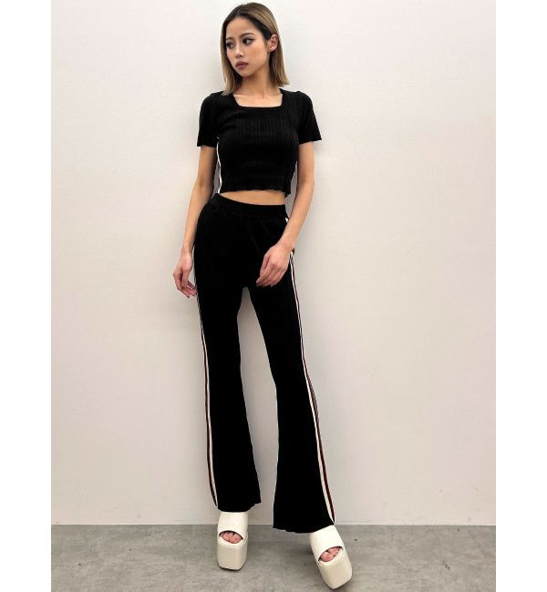 GYDA「サイドラインフレアニットパンツ」|その他|
