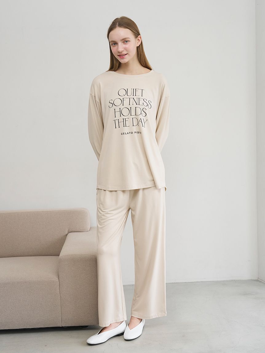 gelato pique「【接触冷感】レーヨンロゴロングパンツ」|ルームウェア|