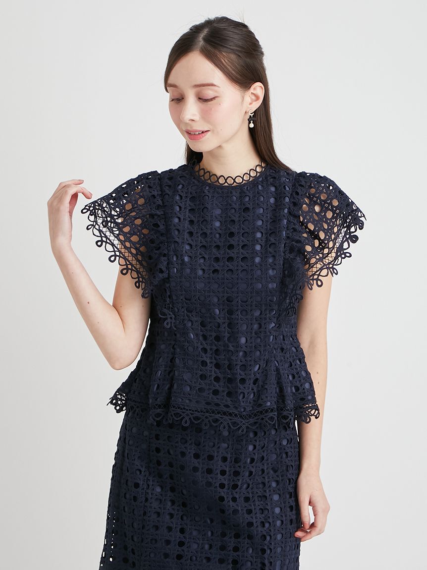 CELFORD「【セットアップ対応】ジオメトリックパターンレースブラウス」|シャツ・ブラウス|