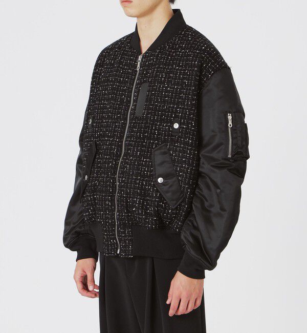  「モノトーンツイードコンビMA-1」|ブルゾン・スタジャン|