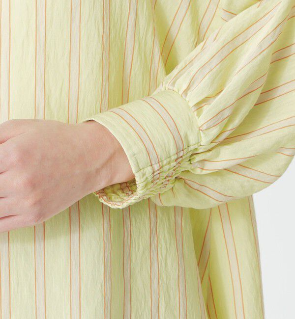  「ストライプリネンミックスギャザーブラウス」|シャツ・ブラウス|