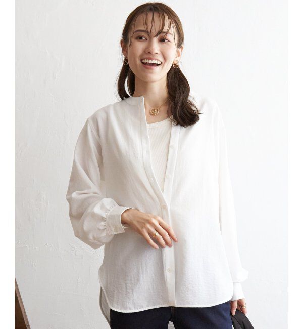 ikka「前後2WAYバンドカラーシャツ」|シャツ・ブラウス|オフホワイト
