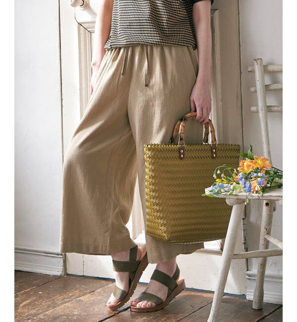 ikka「麻混ベルト付きワイドパンツ」|その他|