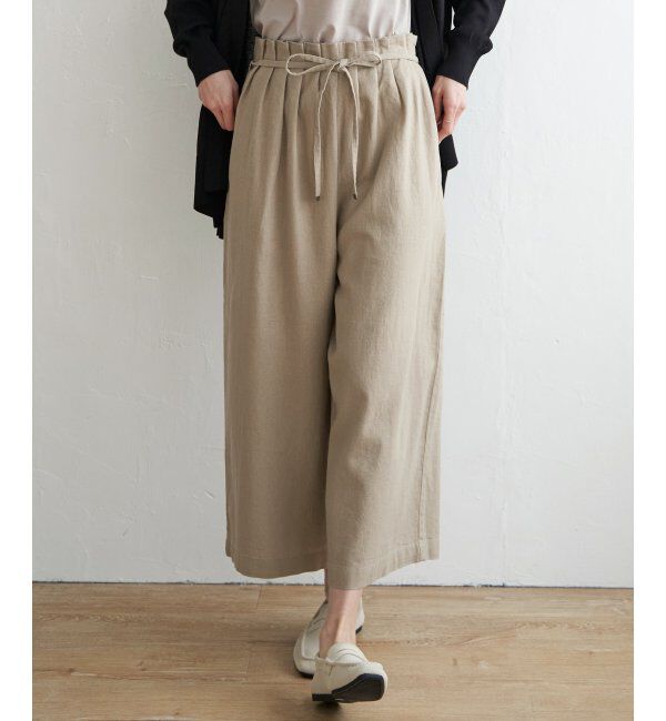 ikka「麻混ベルト付きワイドパンツ」|その他|