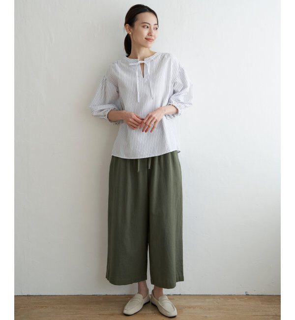 ikka「麻混ベルト付きワイドパンツ」|その他|