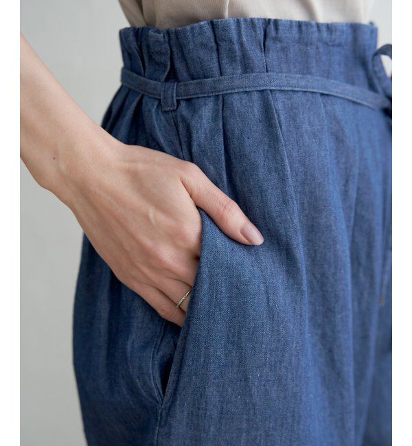 ikka「麻混ベルト付きワイドパンツ」|その他|