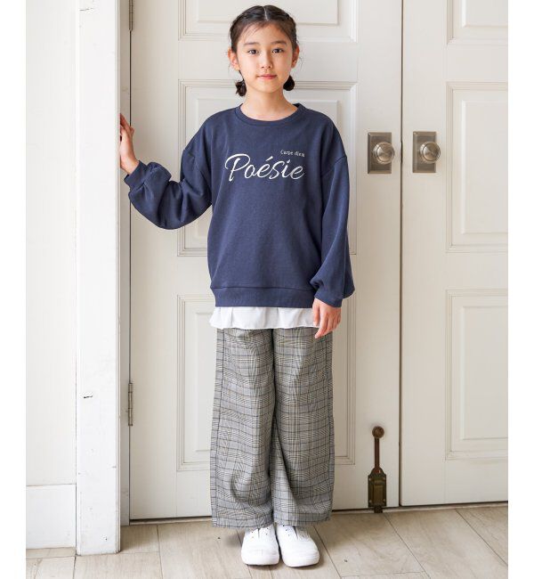 ikka kids「【親子コーデ】裾シフォン箔ロゴプルオーバー（120~160cm）」|Tシャツ・カットソー|