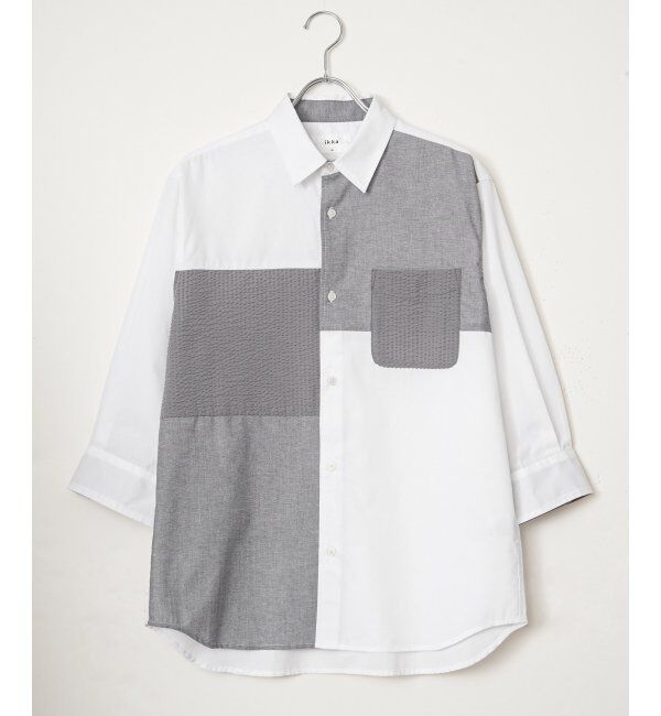ikka「7分袖冷感ブロックスシャツ」|シャツ・ブラウス|