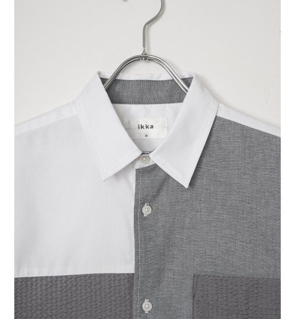 ikka「7分袖冷感ブロックスシャツ」|シャツ・ブラウス|