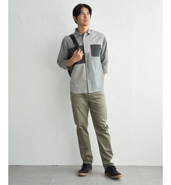 ikka「7分袖冷感ブロックスシャツ」|シャツ・ブラウス|