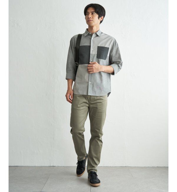 ikka「7分袖冷感ブロックスシャツ」|シャツ・ブラウス|