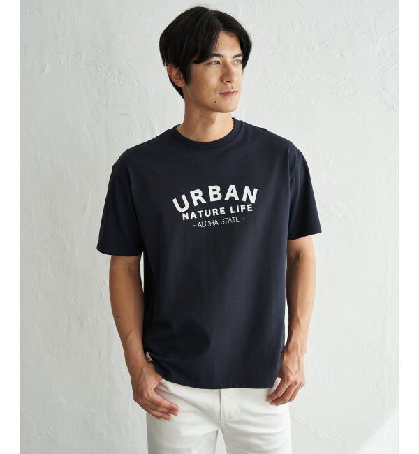 ikka「URBAN NATURE LIFE アーバンネイチャーライフ 鹿の子フロッキープリントTシャツ」|Tシャツ・カットソー|
