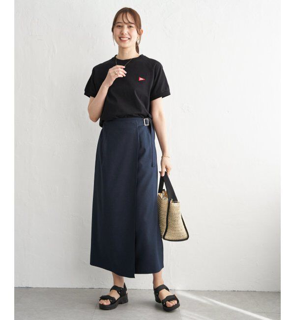 IKKA LOUNGE「バックル付きラップ風スカート」|スカート|