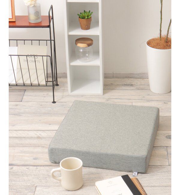 Lbc with Life「スラブ&ヘリンボンシートクッション スクエア H8cm」|クッション・クッションカバー|グレー