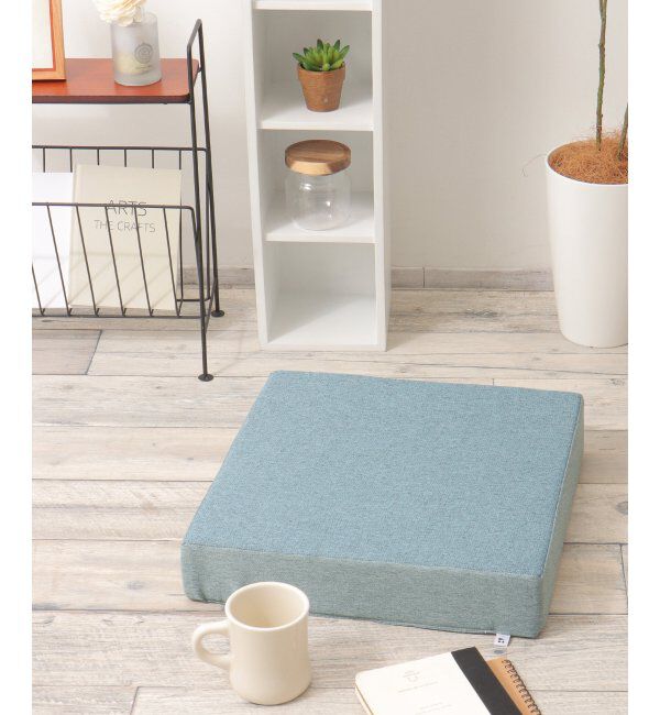 Lbc with Life「スラブ&ヘリンボンシートクッション スクエア H8cm」|クッション・クッションカバー|ブルー