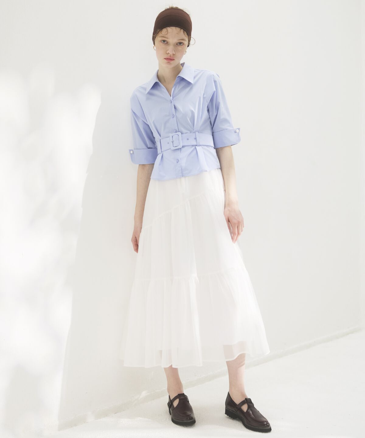 アンドクチュール「ベルト付きシャツドッキングワンピース」|ワンピース|