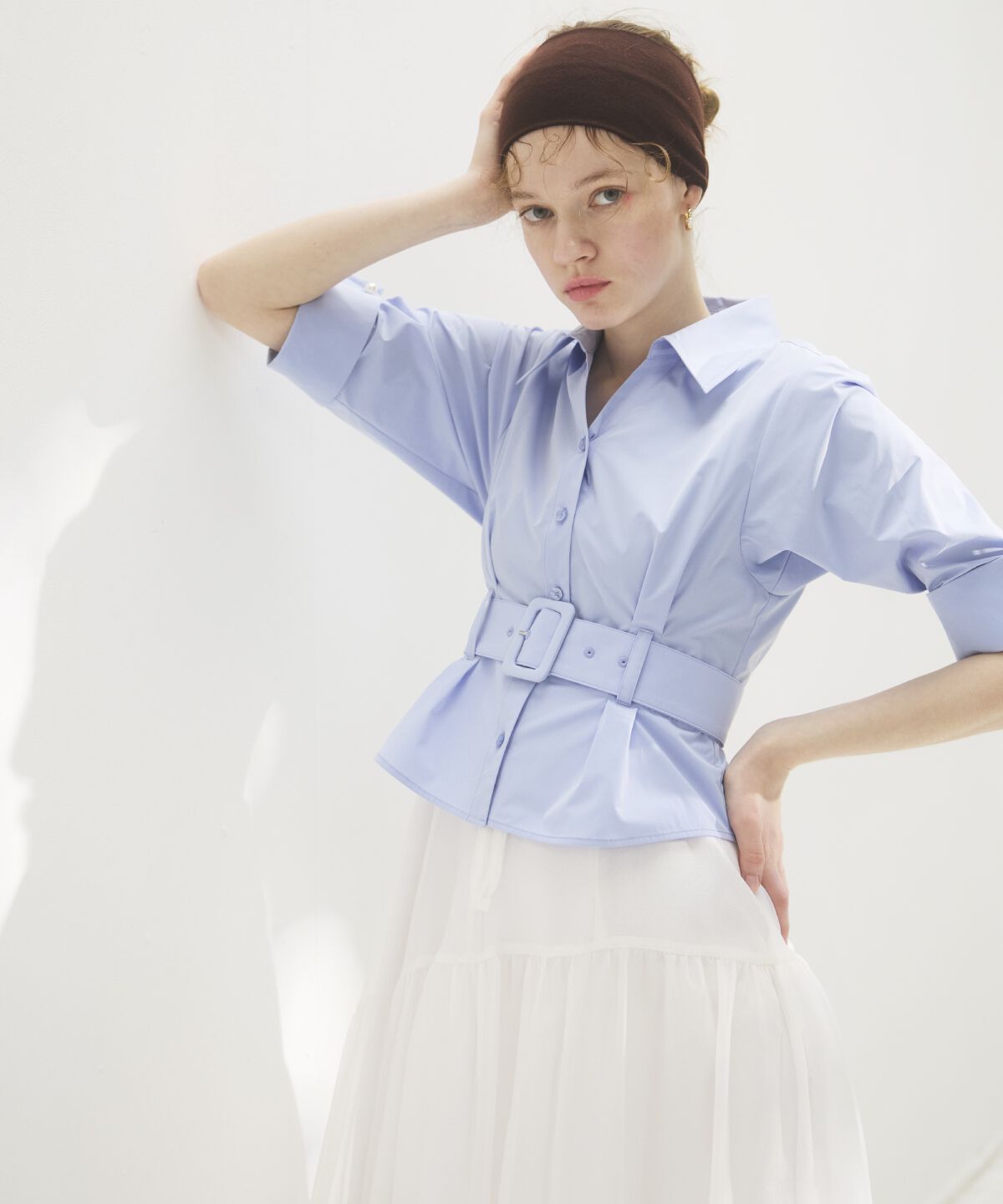 アンドクチュール「ベルト付きシャツドッキングワンピース」|ワンピース|