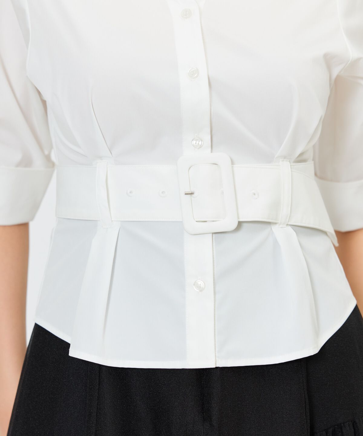 アンドクチュール「ベルト付きシャツドッキングワンピース」|ワンピース|