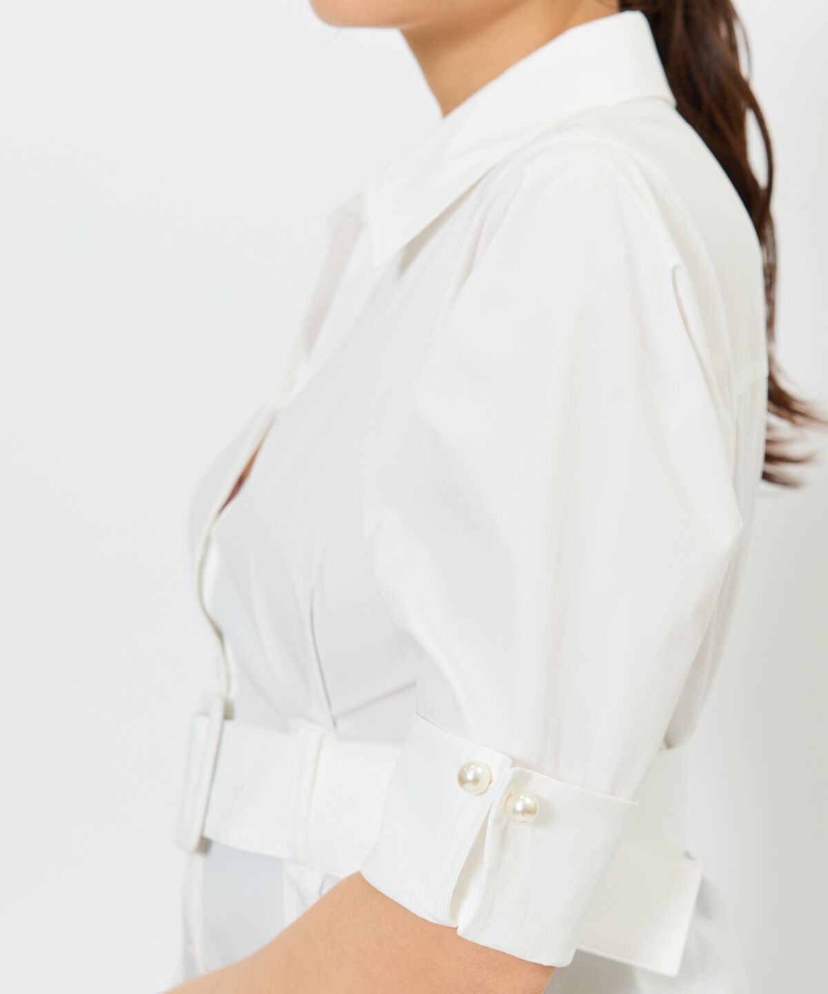 アンドクチュール「ベルト付きシャツドッキングワンピース」|ワンピース|