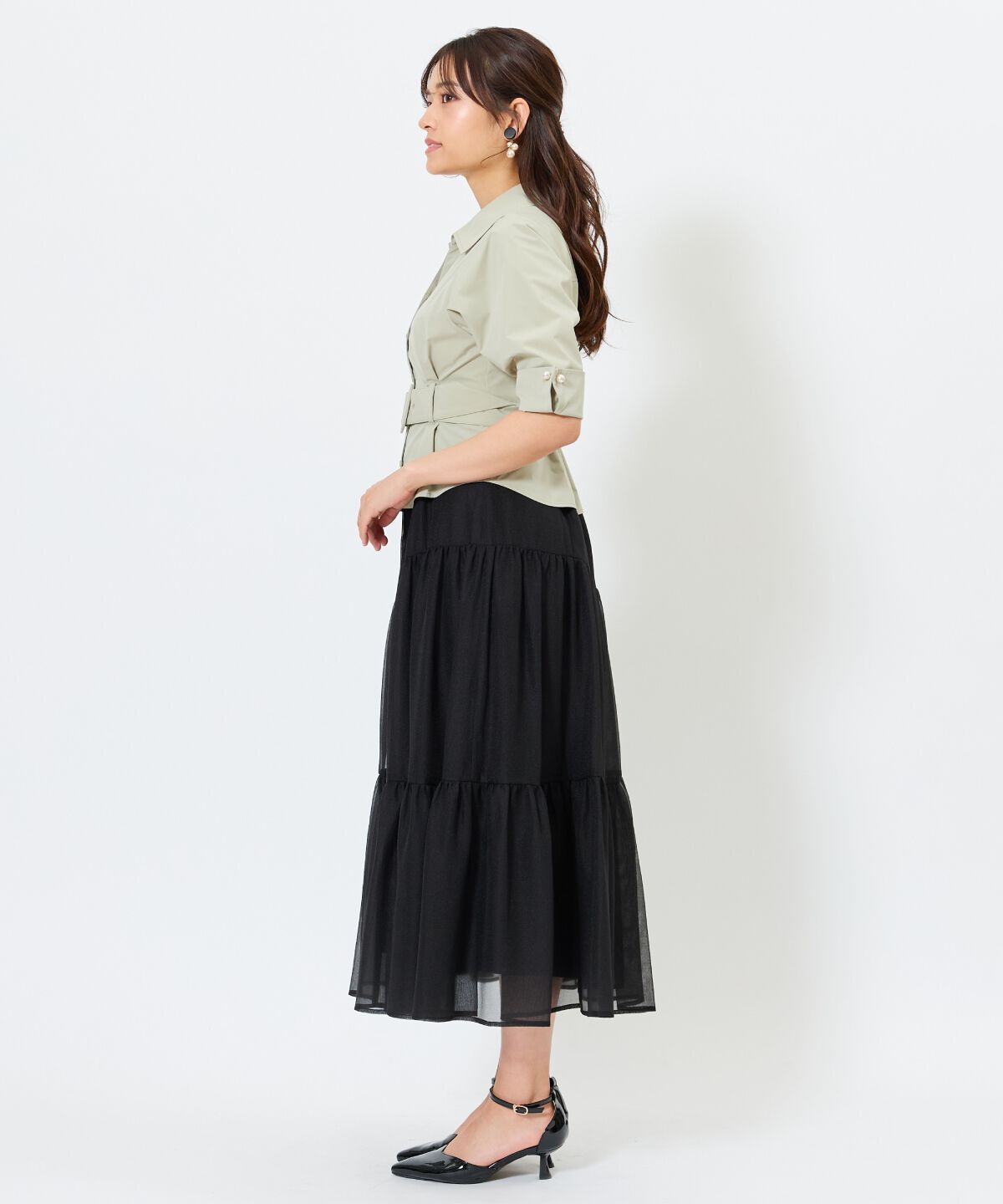 アンドクチュール「ベルト付きシャツドッキングワンピース」|ワンピース|