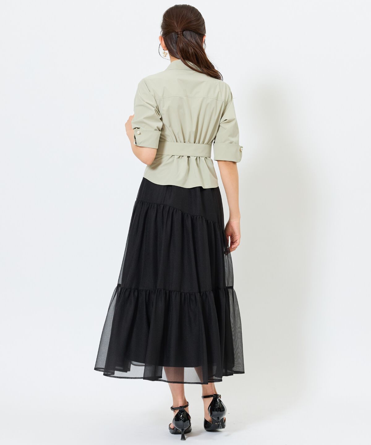 アンドクチュール「ベルト付きシャツドッキングワンピース」|ワンピース|