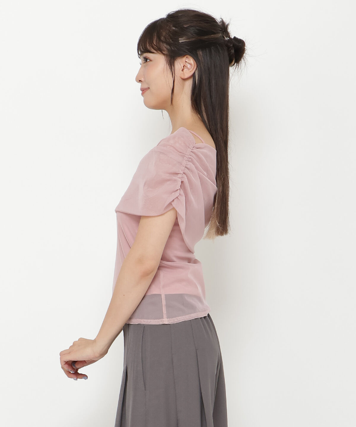 REDYAZEL「アシメドレープチュールトップス」|Tシャツ・カットソー|