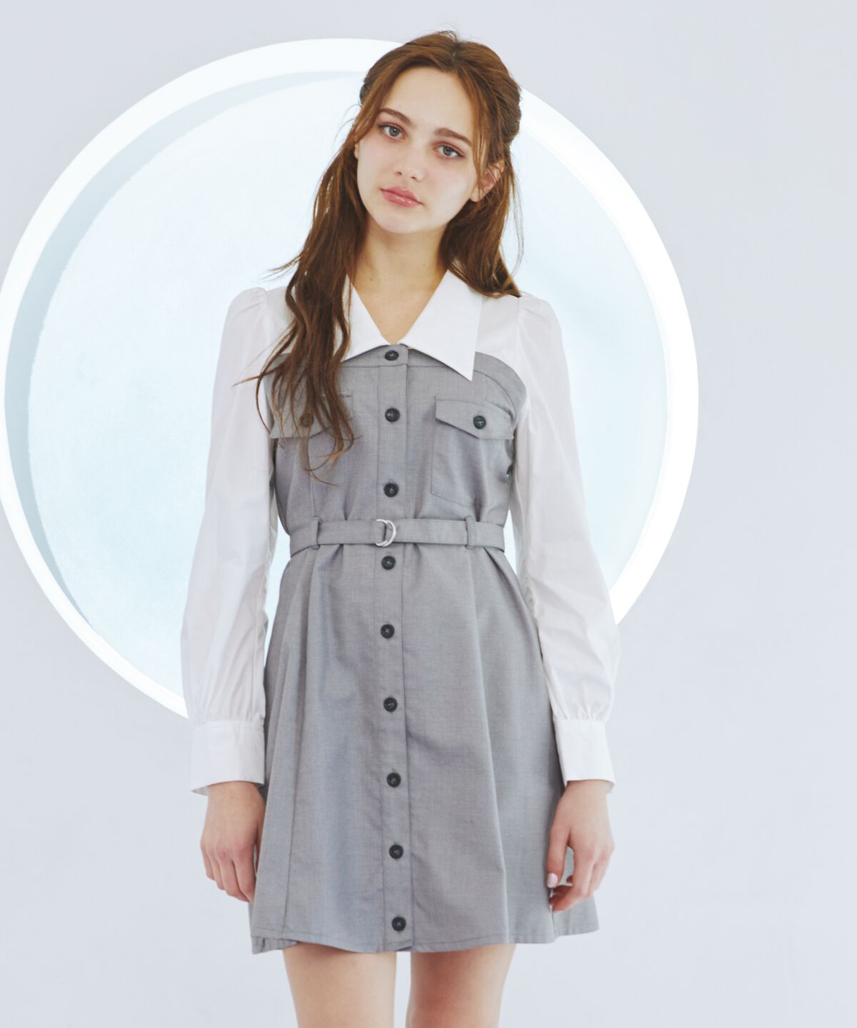 REDYAZEL「レイヤードデザインミニシャツワンピース」|ワンピース|