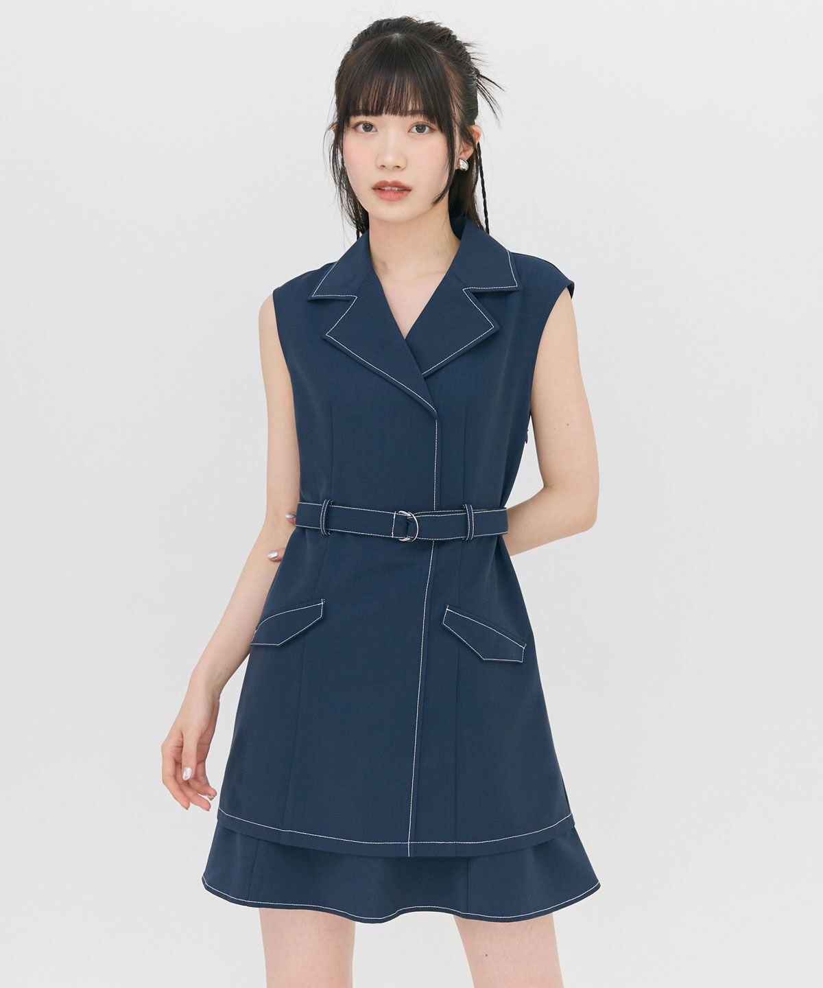 REDYAZEL「レイヤードライクミニワンピース」|ワンピース|ネイビー