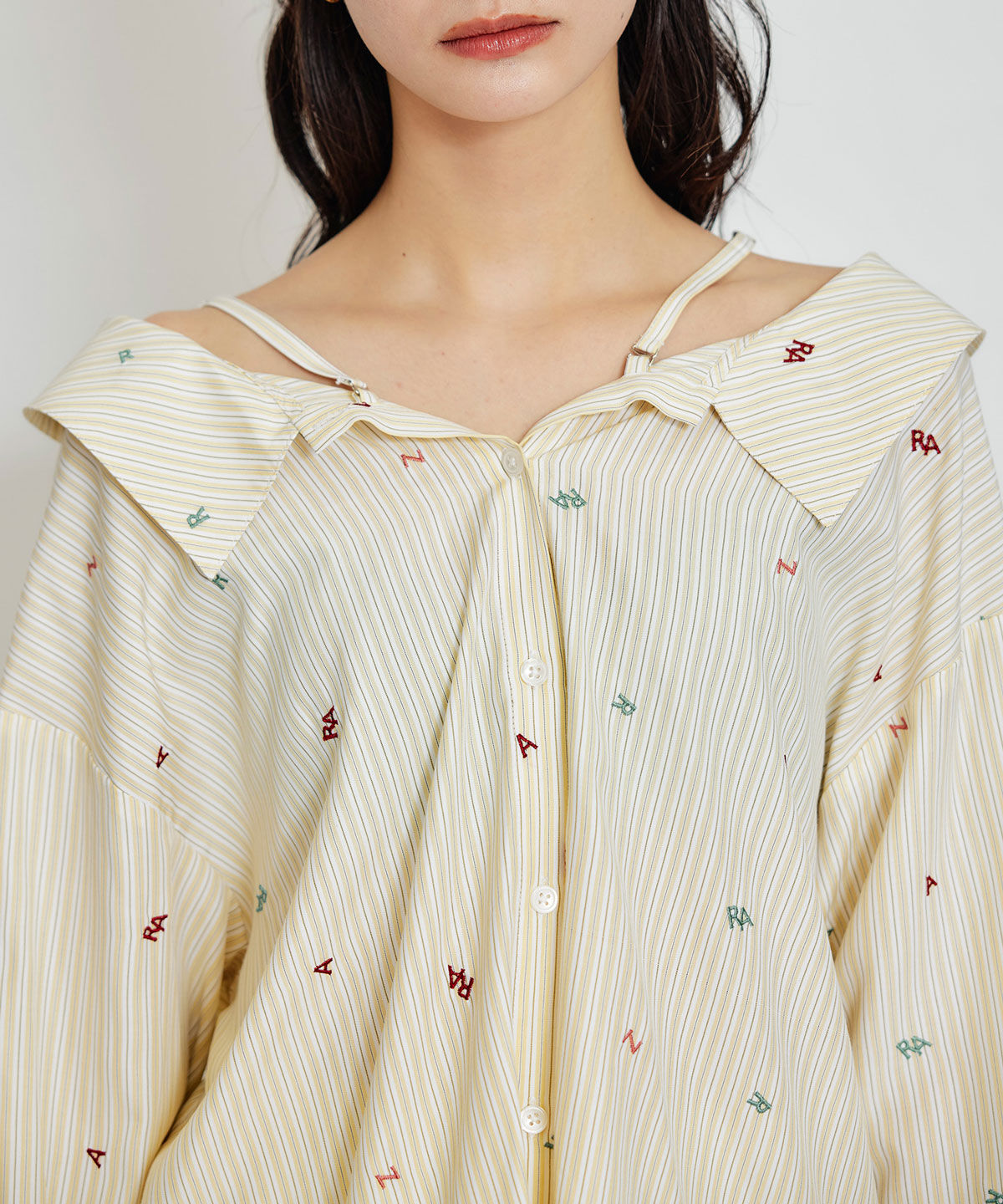 REDYAZEL「REDYAZELアルファベットロゴ刺繍2WAYシャツブラウス」|シャツ・ブラウス|