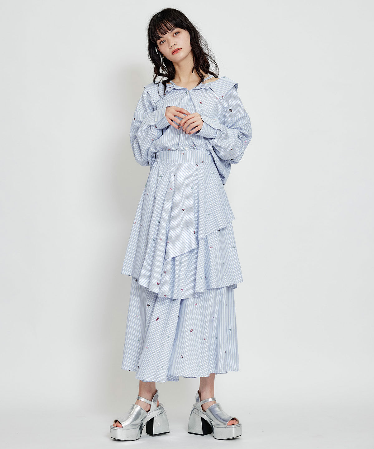 REDYAZEL「REDYAZELアルファベットロゴ刺繍2WAYシャツブラウス」|シャツ・ブラウス|