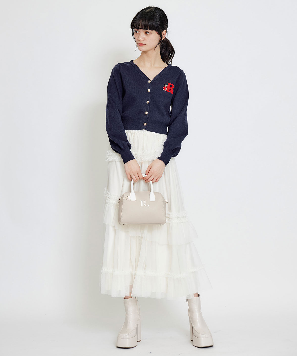 REDYAZEL「ソフトチュールフリルロングスカート」|フレア|