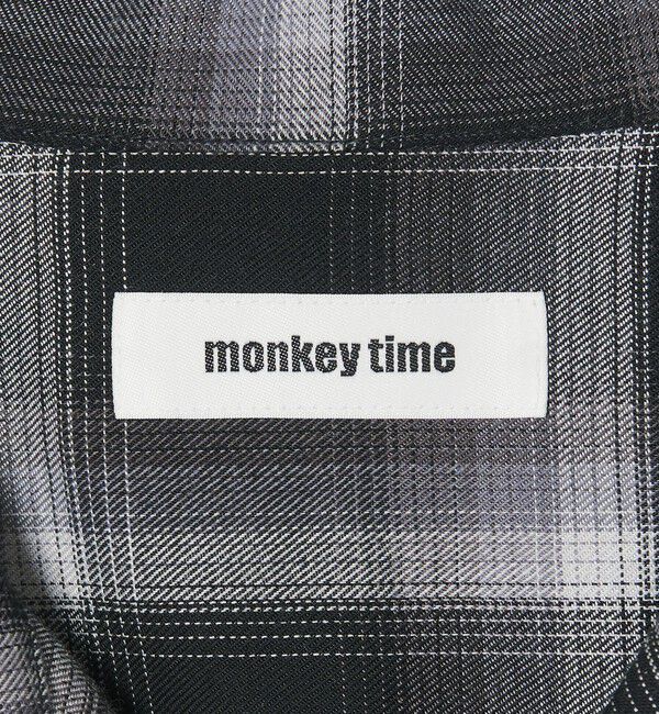 MONKEY TIME「コットン レーヨン オンブレ チェック オープンカラー シャツ」|シャツ・ブラウス|