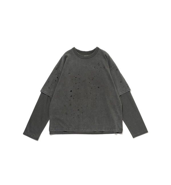 BEAMS「レイヤード ダメージ Tシャツ」|Tシャツ・カットソー|BLACK&BLACK