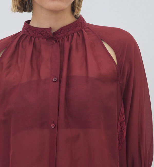 DES PRES「コットンシルクローン ラグランスリットブラウス」|シャツ・ブラウス|