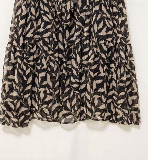 NOLLEY'S「【Import Fabric】ウォッシャブル楊柳リーフ柄ウエストリボンワンピース」|ワンピース|