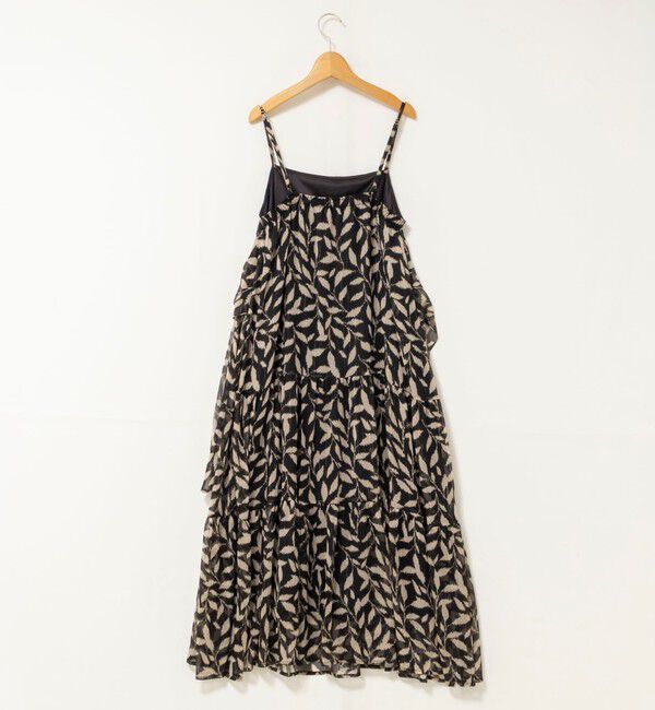 NOLLEY'S「【Import Fabric】ウォッシャブル楊柳リーフ柄ウエストリボンワンピース」|ワンピース|
