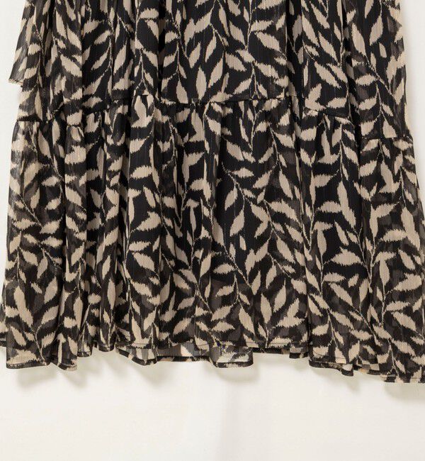 NOLLEY'S「【Import Fabric】ウォッシャブル楊柳リーフ柄ウエストリボンワンピース」|ワンピース|