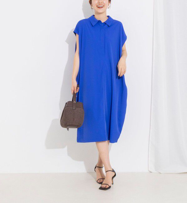 NOLLEY'S「ウォッシャブル襟付きコクーンワンピース」|ワンピース|ブルー