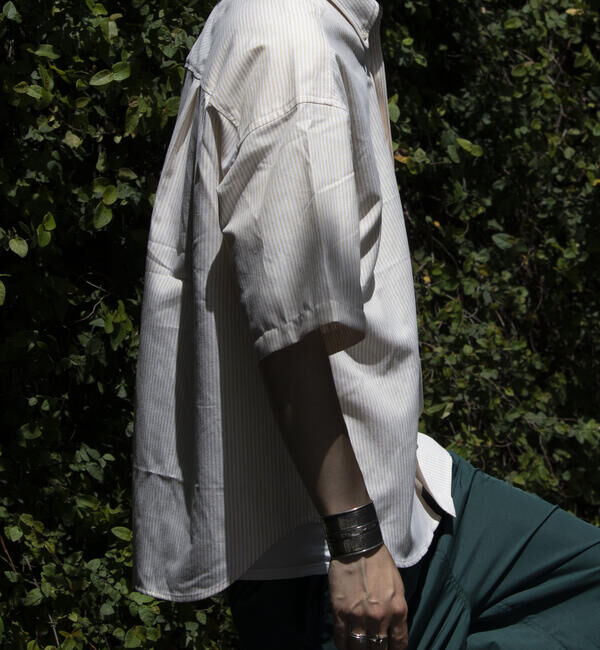 GLOSTER「【GLOSTER/グロスター】オーバーサイズ オックスボタンダウン ストライプシャツ 半袖」|シャツ・ブラウス|