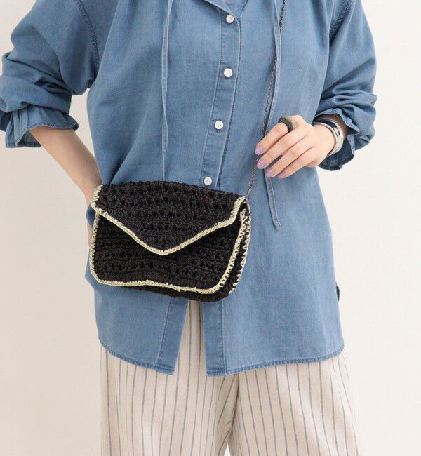 fredy emue「手編みマクラメチェーンポシェット」|ショルダー・メッセンジャー|ブラック