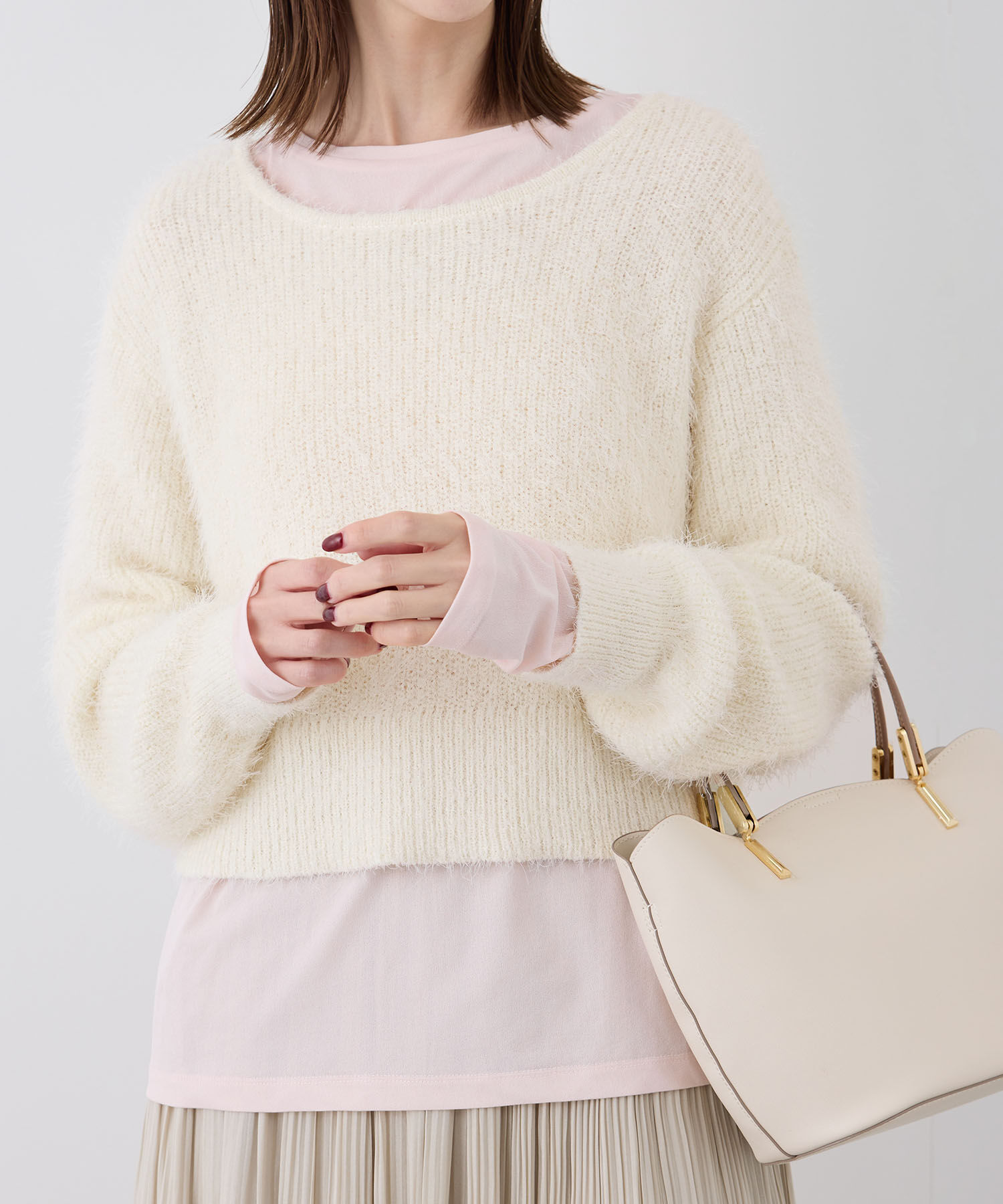 Rope&rsquo;Picnic「シャギーニットショート丈プルオーバー」|ニット・セーター|