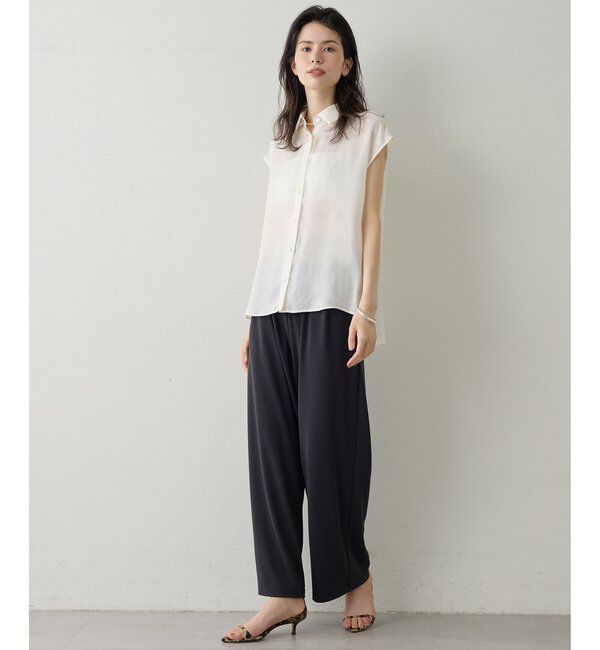 Drawing Numbers「【Drawing Numbers】キュプラノースリーブスリットブラウス」|シャツ・ブラウス|