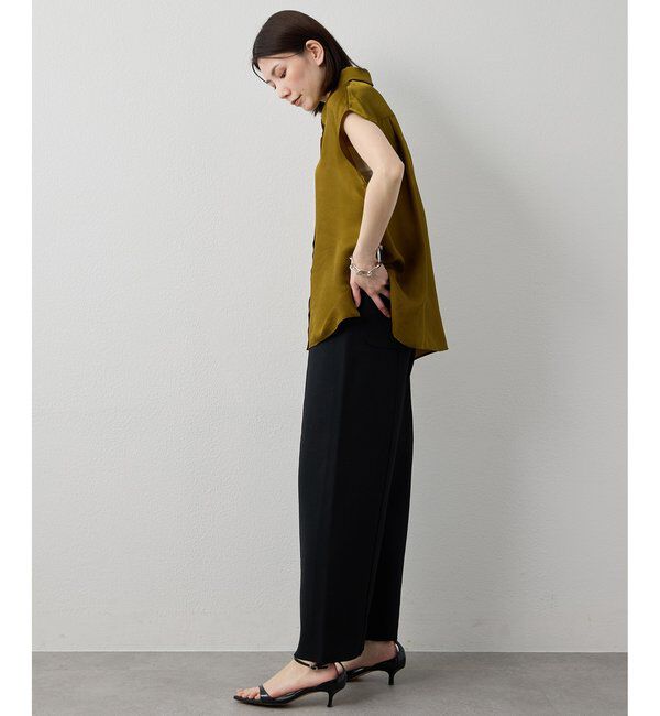 Drawing Numbers「【Drawing Numbers】キュプラノースリーブスリットブラウス」|シャツ・ブラウス|