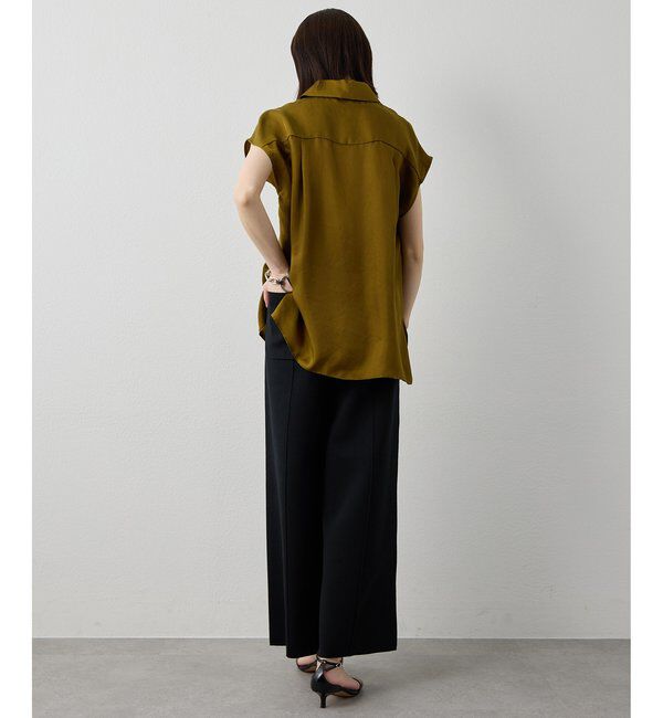 Drawing Numbers「【Drawing Numbers】キュプラノースリーブスリットブラウス」|シャツ・ブラウス|