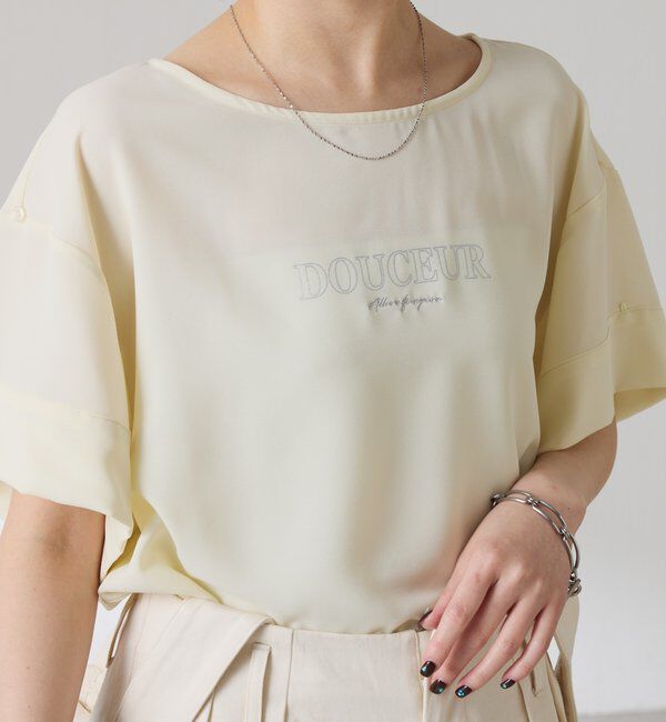  「【袖をアレンジできる】袖アレンジジョーゼットロゴTシャツ」|Tシャツ・カットソー|