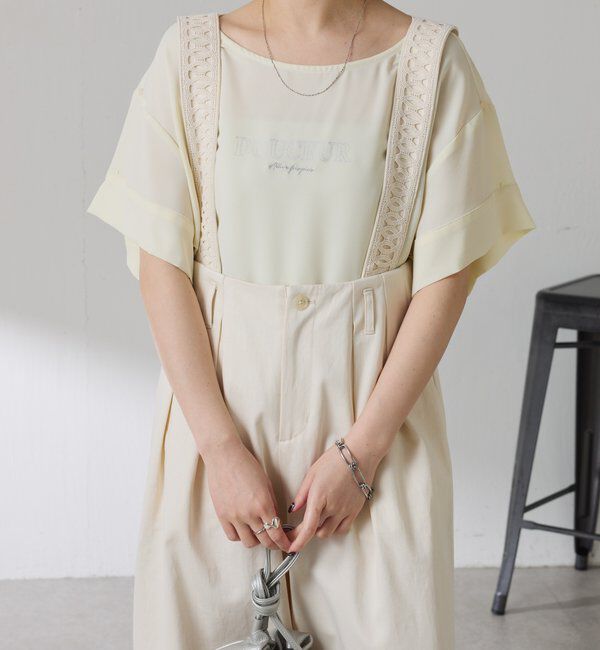  「【袖をアレンジできる】袖アレンジジョーゼットロゴTシャツ」|Tシャツ・カットソー|